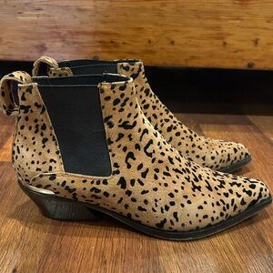 RAG & BONE Westin Tan Cheetah Animal Print Suede Chelsea Boots Size 36 EU 5.5 US